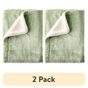 (2 pack) Parent's Choice Plush Reversible Green Unisex Polyester Baby Blanket