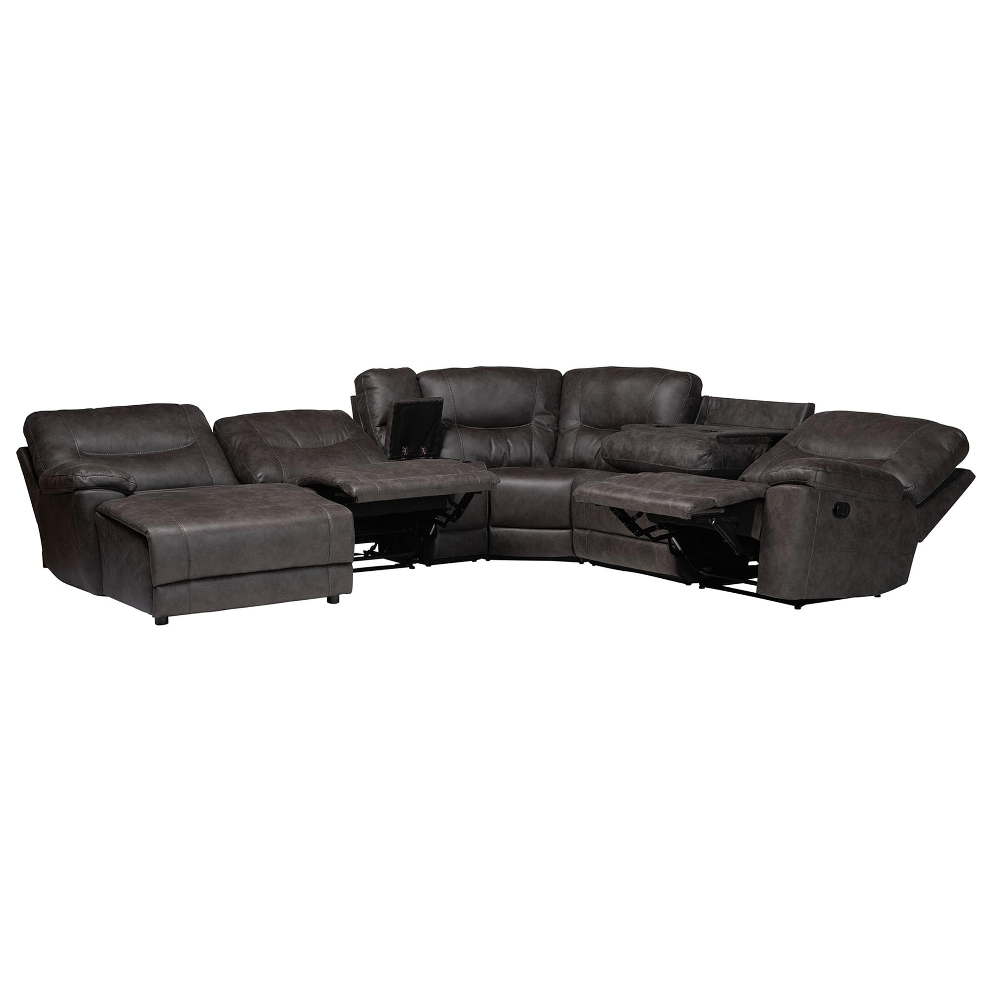 Baxton Studio Mistral Modern Modular Sofa, 6-Piece, Charcoal Grey