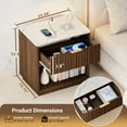 thumbnail image 2 of Nightstand with Charging Station Set of 2, 23" Large Side Table with Faux Stone Color Top, Fluted Wood Night Stand Bedside Table with Drawer & Open Shelf for Bedroom Living Room, Walnut, 2 of 14
