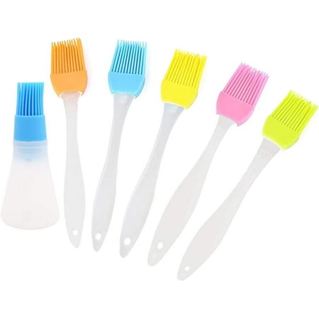 

Silicone Basting Pastry Brushes 5 Bright Colors Baking Brushes Set Heat Resistant Flexible Barbecue Brushes with 1 PCS Silicone Oil Bottle for Grilling Cooking Basting BBQ