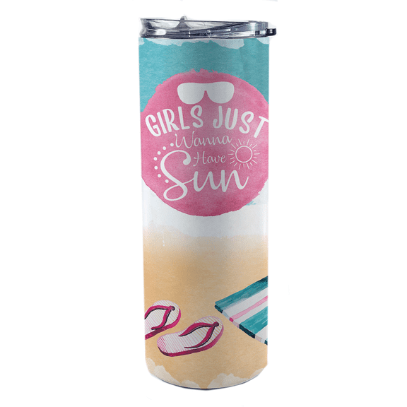 Vacation Collection (Girls Just Wanna Have Sun) 20 Oz Stainless Steel Travel Tumbler with Straw SSTUMW0083