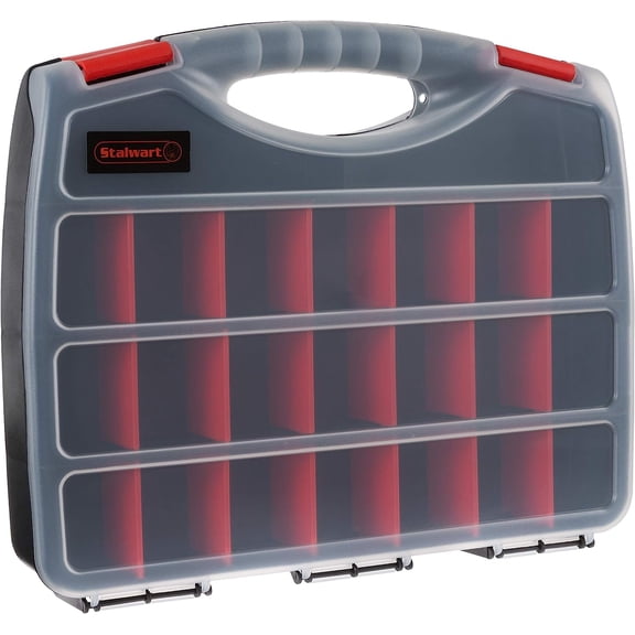 Hardware Organizer Box with Dividers - 23 Compartment Small Parts Organizer Portable Tool Box with Secure Latches - Plastic Screw Storage for Nuts, Beads, Jewelry or Tackle by General
