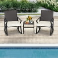 thumbnail image 4 of Costway 3PCS Patio Rattan Wicker Rocking Chairs Table Bistro Set Cushioned Rocker Garden, 4 of 10