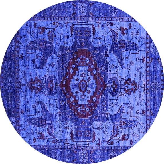 Ahgly Company Indoor Round Oriental Purple Industrial Area Rugs, 5' Round