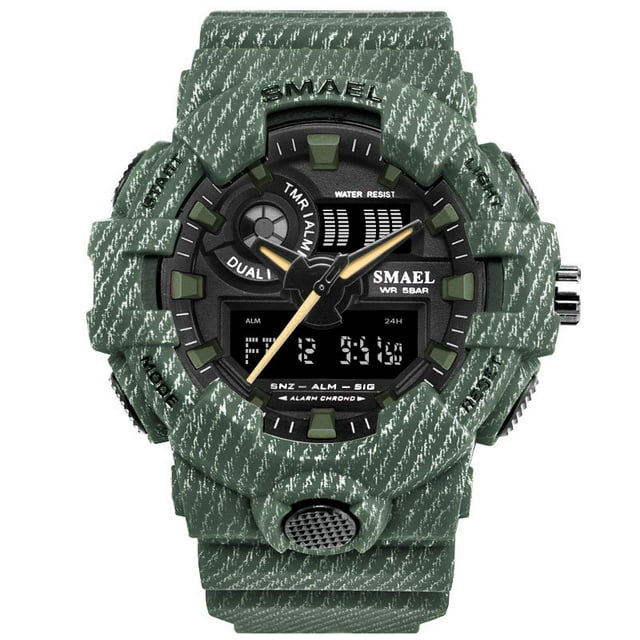 SMAEL Men Military Watch 50m Waterproof Wristwatch LED Quartz Clock Digital Sports Watches
