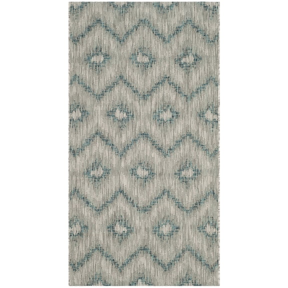 SAFAVIEH Courtyard Clark Chevron Indoor/Outdoor Area Rug, 2'7" x 5', Grey/Blue