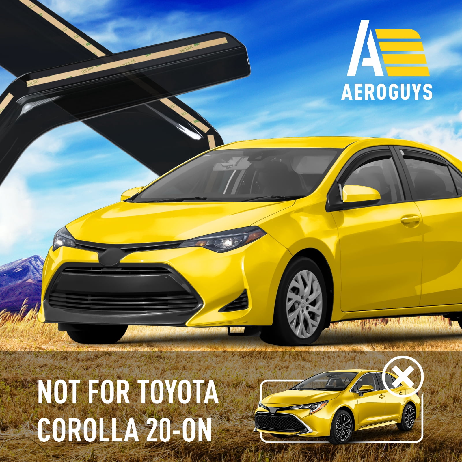 Extra Durable Window Deflectors In-Channel Window Visors Rain Guards Fit for Toyota Corolla 2014-2019 Sedan, Sun Visors, Wind Vent Visors, Window vent shades, Exterior Car Accessories - 4 pcs. AG0669