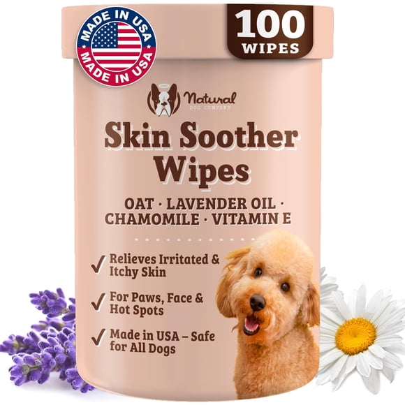 Toallitas para mascotas Natural Dog Company Skin Soother, paquete de 100