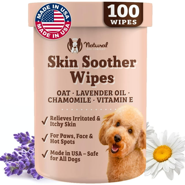 Toallitas para mascotas Natural Dog Company Skin Soother, paquete de 100