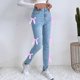 thumbnail image 4 of Pantalones casuales para mujer con detalle de lazo lateral: corte ajustado, versátiles y modernos, poliéster y algodón, lavables a máquina, 4 of 8