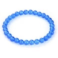 thumbnail image 2 of Natural Blue Agate 6mm Round Shape Smooth Cut Beads Stretchable Bracelet for Men & Women., 2 of 4