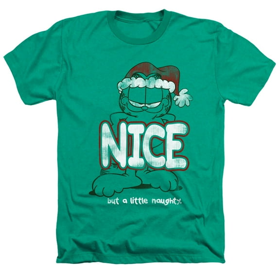 Garfield A Little Naughty Adult Heather T-Shirt Kelly Green