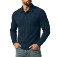 thumbnail image 2 of Men's Corduroy Pullover Polo Shirt Long Sleeve Slim Fit Chest Pocket Business Casual Golf Top, 2 of 8