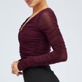 thumbnail image 4 of Camisetas ajustadas para mujer Top de malla de color sólido Top transparente Slim Fit Tops de viaje diario Hugtrwg  Para estrenar, 4 of 8