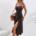 thumbnail image 4 of Maxi Dresses for Women 2025, Ladies Summer Fashion Casual Sexy Hanging Strap Split Printed Round Neck Dress(Coffee,S), 4 of 7