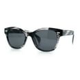 thumbnail image 4 of Womens Classic Boyfriend Fashion Horn Rim Round Chic Plastic Sunglasses Slate Stripe - Black, 4 of 8