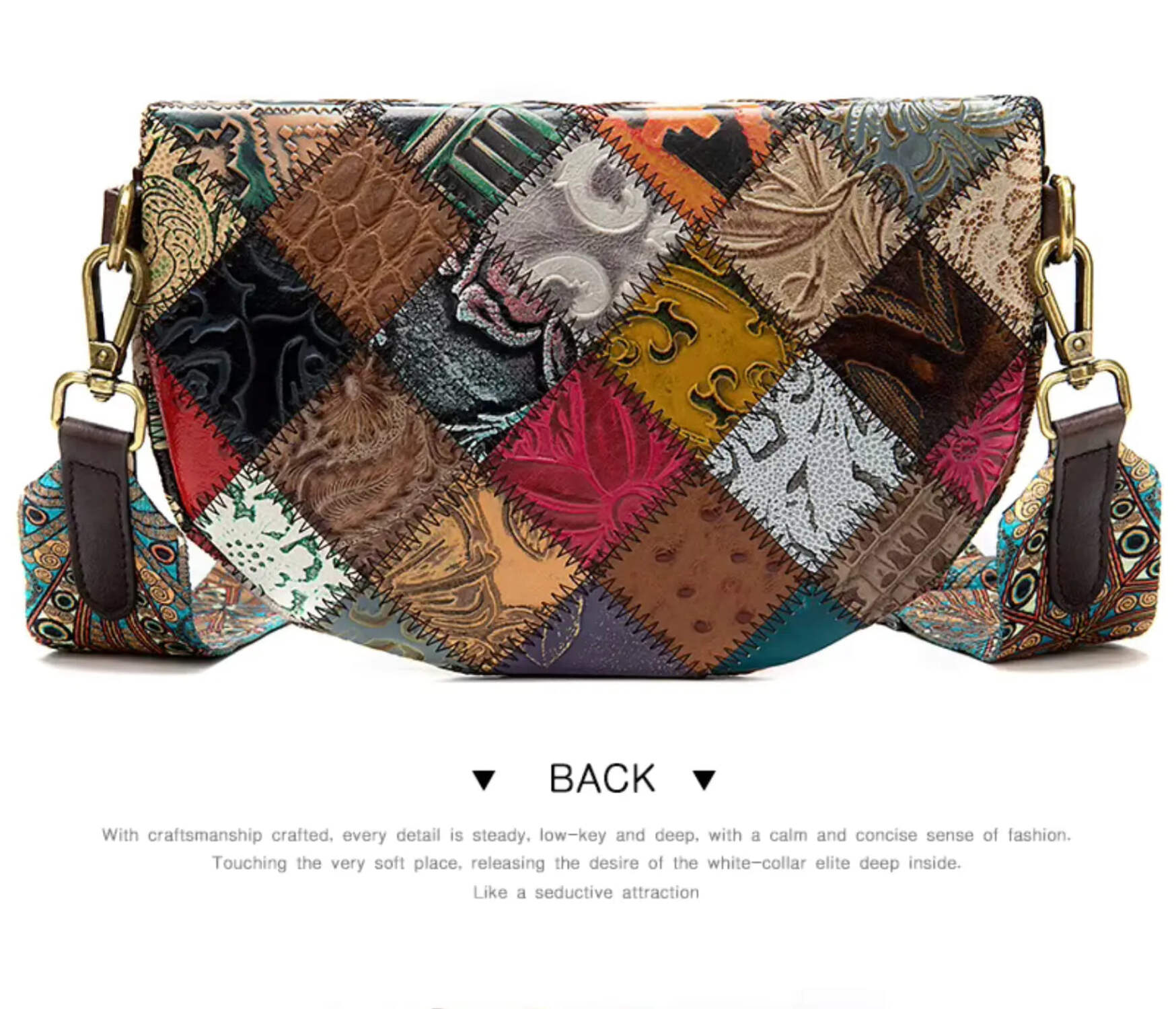New Fendiz Elegant Shoulder Sling Bag Genuine Cow Leather Retro Classic