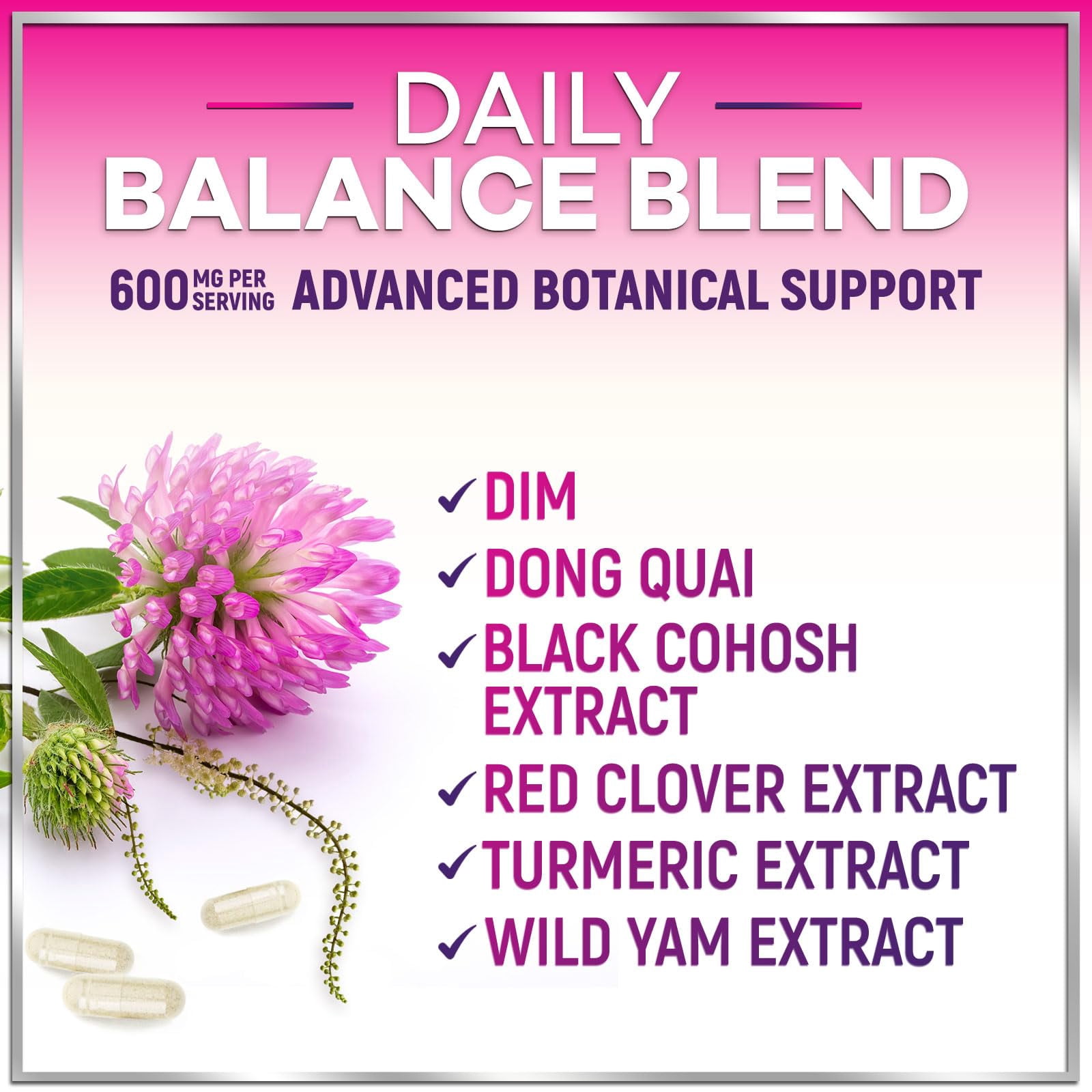 Menopause Supplements for Women - Hot Flash Night Sweats & Menopause Relief Pills - Probiotic Blend 8 Billion CFU Per Serving with Dong Quai & Black Cohosh - Vaginal, Digestive Support - 120 Capsules