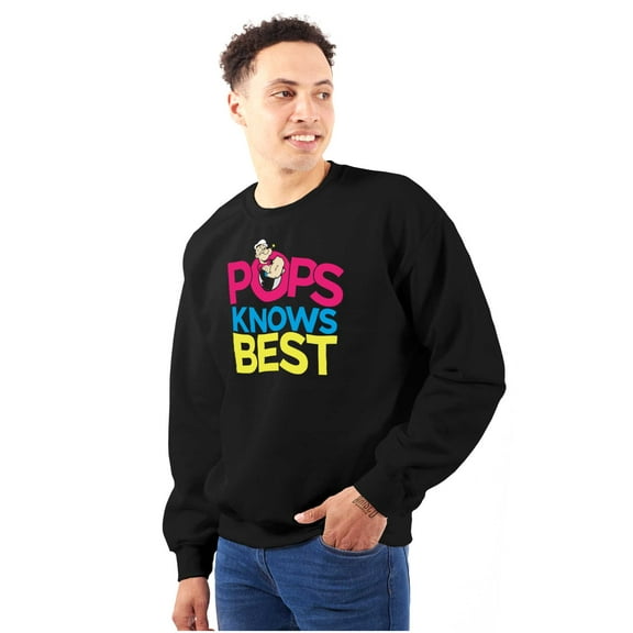 Popeye Pops Knows Best Dad Father Men's Crewneck Sweatshirt Brisco Brands S