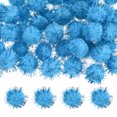 thumbnail image 1 of Uxcell 60-Pack Bolas de Pom Pom Brillantes, Bolas Mini de Brillo de 0.98in para Manualidades/Decoración de Fiesta [Azul Cielo], 1 of 6