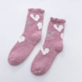 thumbnail image 2 of Huowey Womens Fuzzy Crew Socks Thick Floor Casual Socks Ruffles Polka Dot Pattern Cozy Fall Winter Warm Lounging Home Socks, 2 of 5