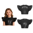 thumbnail image 2 of iiniim Girls Sparkle Sequin Dance Shirt Ruffle Sleeveless Crop Top For Jazz Hip-hop Stage Performance Black 6, 2 of 7