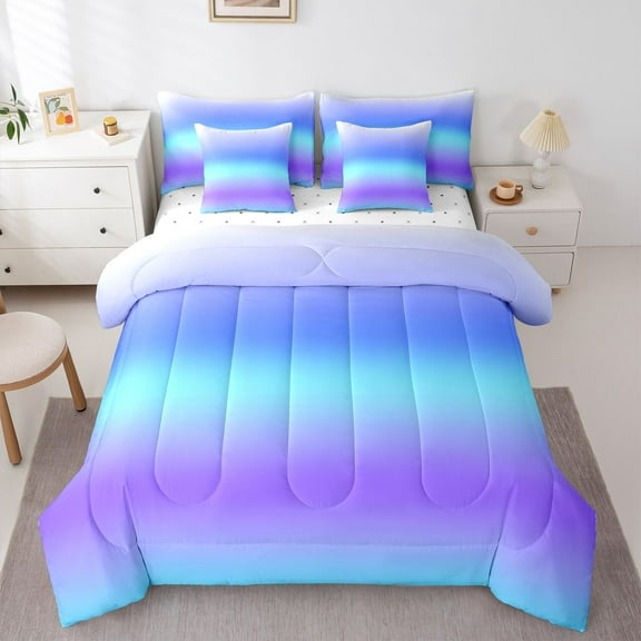 Homewish Abstract Gradient 7-Piece Twin Bedding Sets For Teens Boys Girls,Tie Dye Bedding Comforter Set,Watercolor Ombre Breathable Sheet Sets,Lightweight Room Decor,Reversible