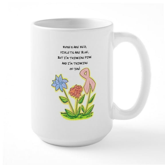 CafePress - THINK PINK Large Mug - 15 oz Ceramic Large White Novelty Mug