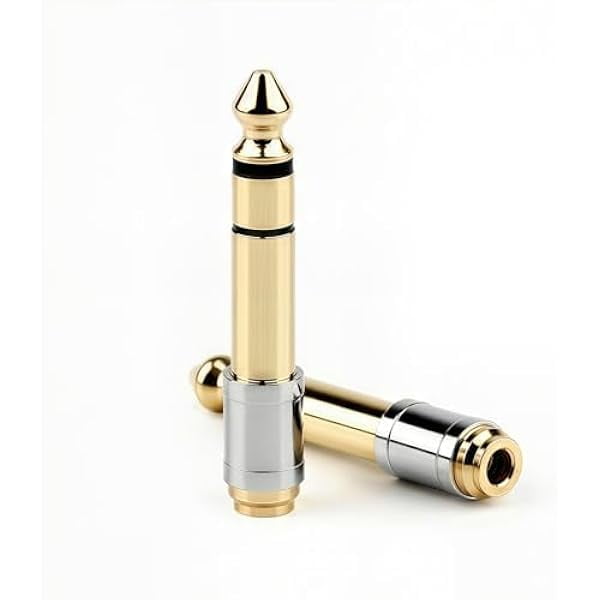 Chenchen 1/4" Male to 1/8" Female Stereo Jack Converter, 6.35mm to 3.5mm Audio Adapter, 24K Gold-Plated for Headphones, Amp, Guitar, Digital Piano, Mixing Console, Aux Cable - 2 Pack (Normal Shank)