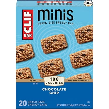Clif Bar Minis - Chocolate Chip - Made with Organic Oats - 4g Protein - Non-GMO - Plant Based - Snack-Size Energy Bars - 0.99 oz. (20 Pack)