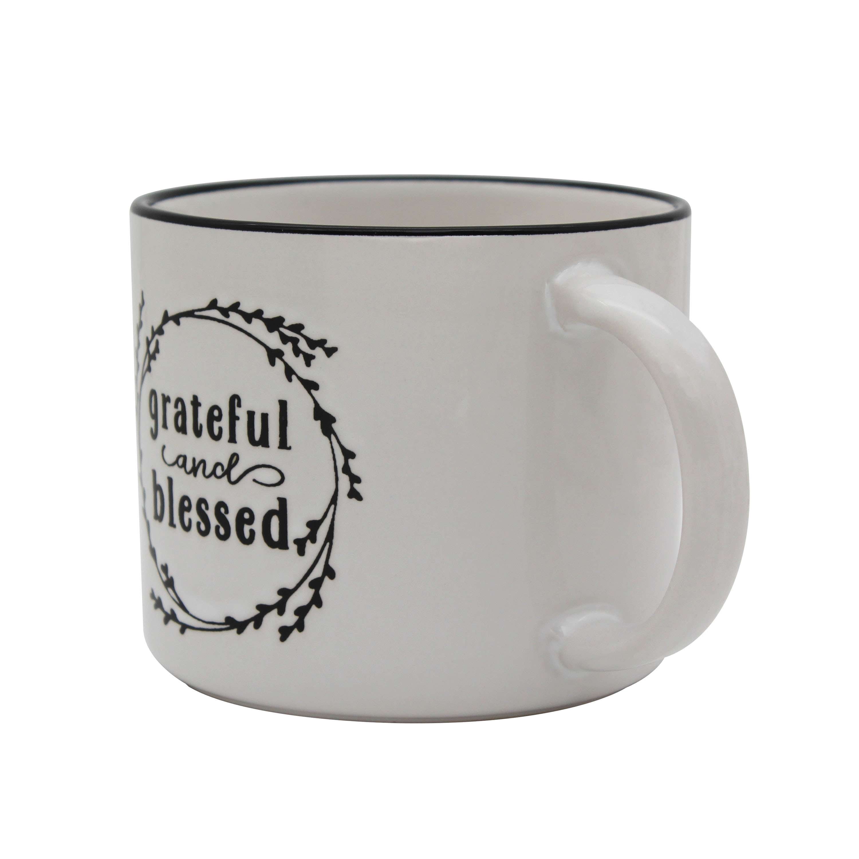 Mainstays 2-Wick 13-ounce Reusable Grateful Holiday Coffee Mug Scented Candle, Vanilla