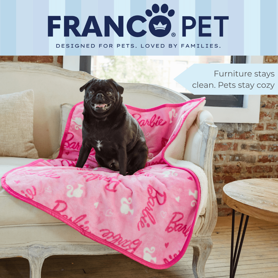 Barbie Waterproof Fleece Sherpa Dog Pet Throw Blanket, 30x40 Small