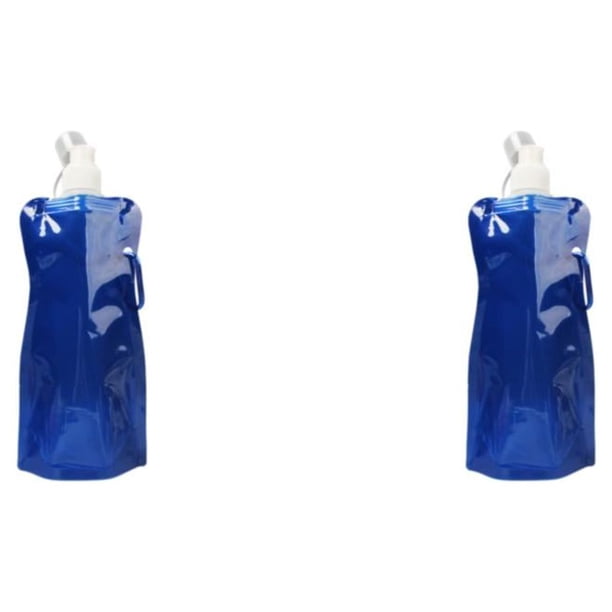 Eigraketly Botellas de agua para divertirse al aire libre: manténgase hidratado en cualquier lugar Botella de agua plegable de PE única Botella azul oscuro 480ml 2Conjunto
