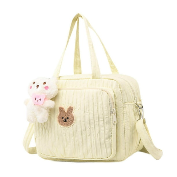 Bolso de mano reutilizable con compartimento para pañales, elegante bolsa de maquillaje tipo momia, bolsa de almacenamiento Amarillo