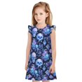 thumbnail image 1 of Fotbe Skull blue crystal flower Vestido de Dormir para Niñas de 3 a 10 Años, Mangas Cortas, Estilo Princesa, Pijama Camisón con Mangas Voladas-X-Large, 1 of 6