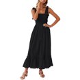 thumbnail image 4 of Txlixc - Vestido midi de verano para mujer, informal, con tirantes finos, sin mangas, de talle alto, fluido, línea A, largo Txlixc Estilo de ocio, 4 of 6