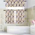 thumbnail image 6 of Yesfashion 28" x 24" Kitchen Tier Curtains Geometric Pattern Short Bathroom Window Curtain, Cotton Blend Trellis Design Curtains, Yellow/Grey, Set of 2, 6 of 6