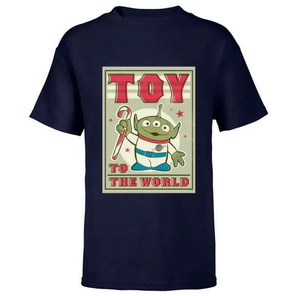 Disney and Pixar’s Toy Story Alien Holiday Toy to the World - Short Sleeve T-Shirt for Kids - Customized-Navy