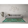 thumbnail image 3 of Ahgly Company Indoor Round Persian Turquoise Blue Traditional Area Rugs, 4' Round, 3 of 4