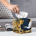 thumbnail image 6 of Gukieu Moonlit Golden Tree Peacock Print Leather Tissue Box, PVC Waterproof Velcro Opening and Closing Square Tissue Box Holder, Suitable for Home and Office Decoration, 6 of 7