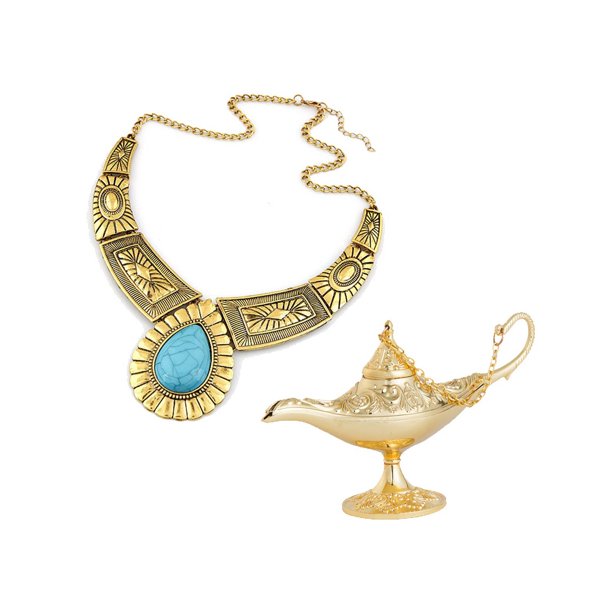 Accesorios de vestido de princesa Jasmine para niñas, juego de joyas, conjunto de juguetes, collar de diadema de jazmín, favores de fiesta de Halloween y Navidad