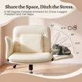 thumbnail image 2 of Vyrox Cross-Legged Office Chair, Ergonomic Criss Cross Office Chair with Adjustable Armrests, Swivel Vanity Chair Comfy Desk Chairs, Beige, 2 of 7