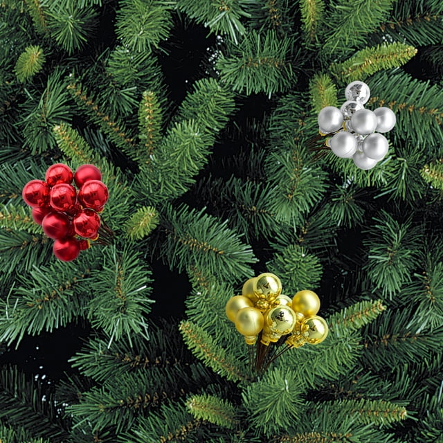 Vaidha Décorations de Noël Boules de Noël Découpages Bouquets de Fleurs Simulés Décorations Boules de Noël Fruits Rouges Fleurs Séchées Décorations