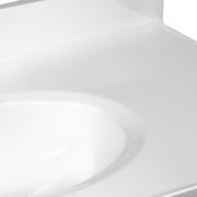 Design House Cultured Marble 37 x 19 Single Bowl Vanity Top with Backsplash and Centerset Mount, White