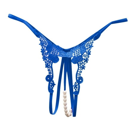 Xiaoxatg Womens Lingerie Sexy Hot And Spicy Open Crotch Hollow Underwear For Women Embroidered Low Waist Style Pearl Massage Transparent Thin Belt T Shaped Pants Sexy Lingerie Robe Long