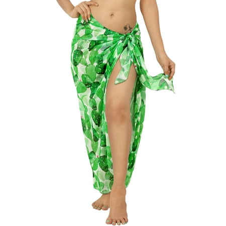 LA LEELA Women s Bikini Beach Wrap Swimwear Cover up Bathing suit Summer Wraps Swimsuit Sarong Skirts for Women One Size Parakeet  Leaves