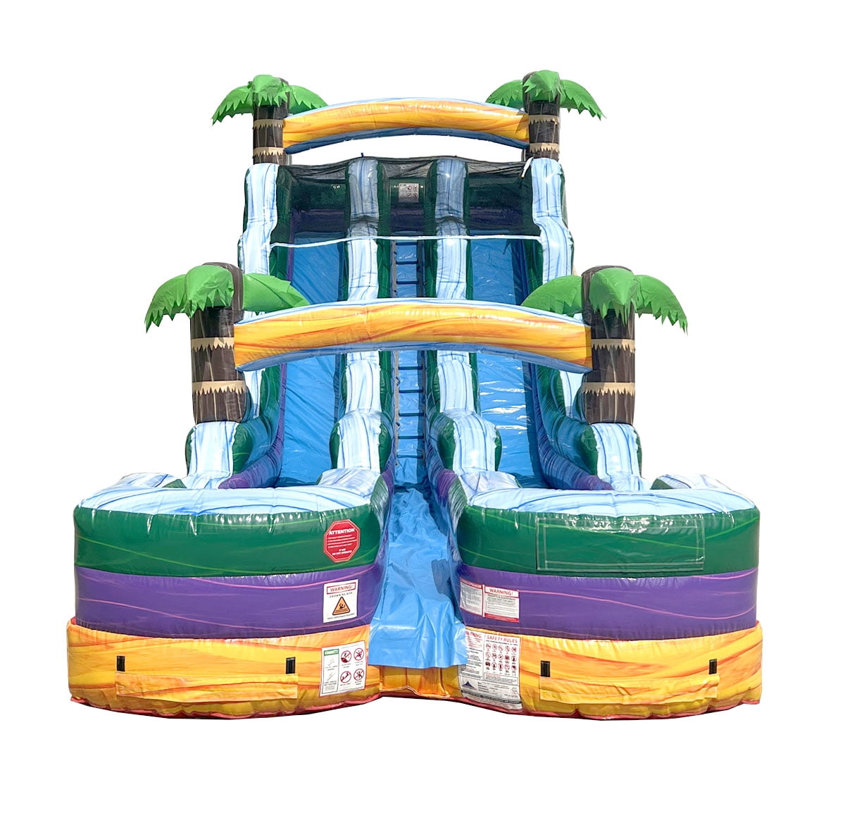 TentandTable Commercial Inflatable Water Slide, Yellow Tropical Marble Dual Lane with Blower, 18 ft