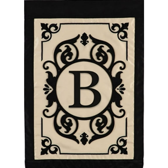 Evergreen Flag Cambridge Chic Letter B Monogram Applique Garden Flag - 12.5" Wide x 18" High
