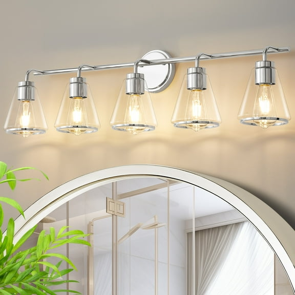 Deyidn 5-Light Bathroom Vanity Lights with Clear Glass Shades