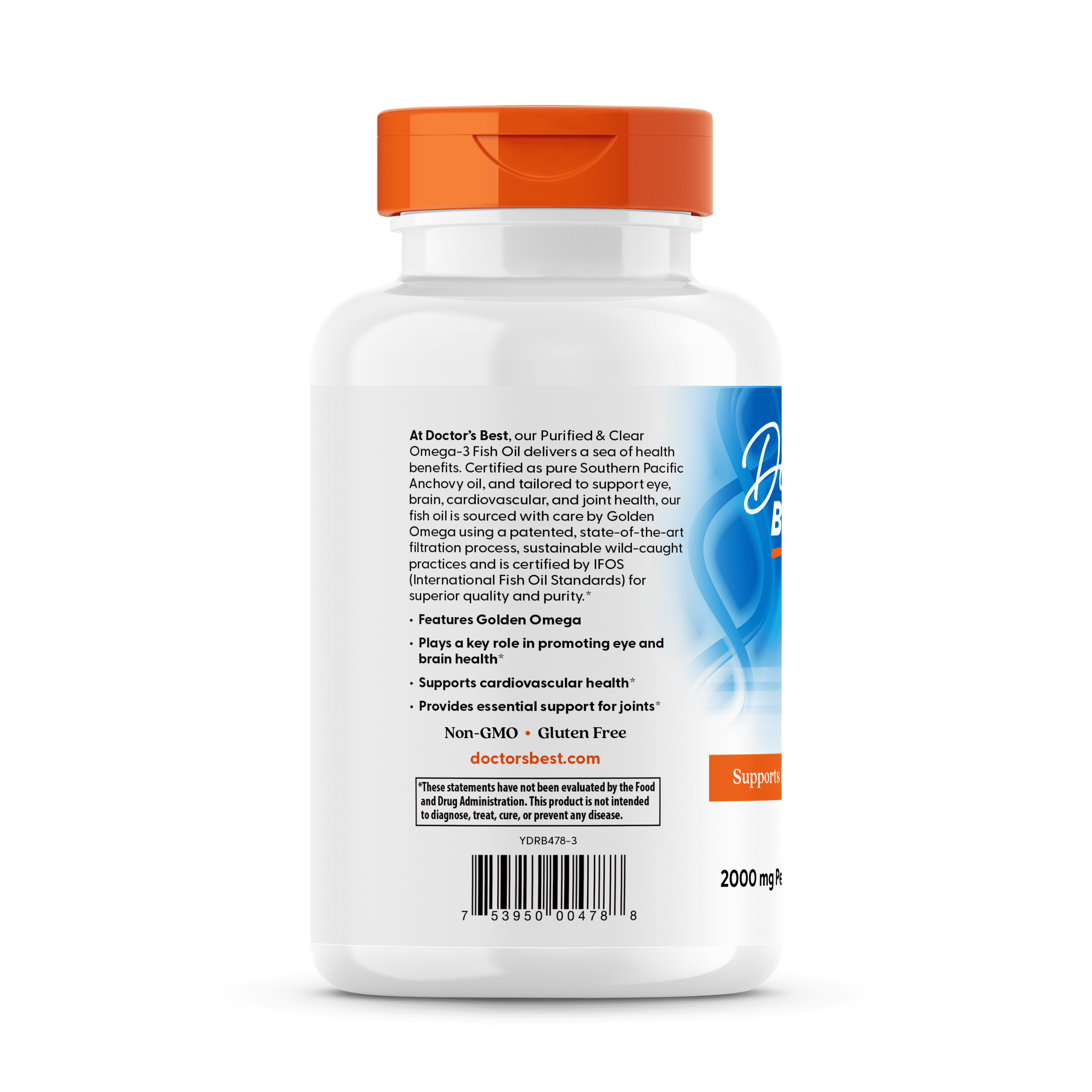 Doctor's Best Purified & Clear Omega 3 Fish Oil with GoldenOmega, Supports Heart, Eye, Brain, & Joint Health, Non-GMO, Gluten Free 120 Marine Softgels